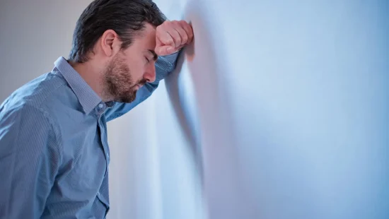 Portrait of one businessman manager worried and stressed